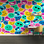 Papier Peint Smiley Coloré - Bonheur En Motifs - Vignette | Mr Papier Peint