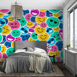 Papier Peint Smiley Coloré - Bonheur En Motifs - Vignette | Mr Papier Peint