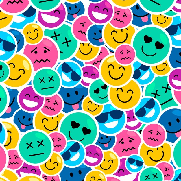 Papier Peint Smiley Coloré - Bonheur En Motifs - Le meilleur Papier peint panoramique Sur mesure