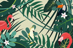 Papier Peint Tropical: Feuilles & Oiseaux Exotiques - Vignette | Mr Papier Peint