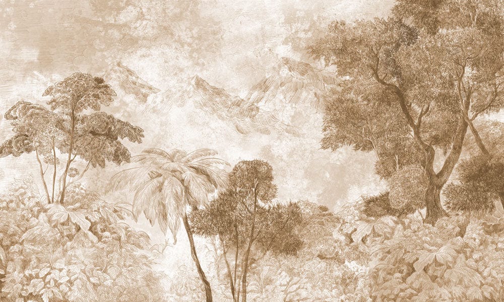 Illustration vintage de forêt tropicale botanique pour papier peint tropicale botanique