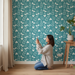 Papier Peint "Volée Bleue" – Papillons Blancs Élégants - Vignette | Mr Papier Peint