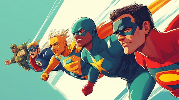 Papier peint panoramique Superman costume iconique rouge bleu jaune cape