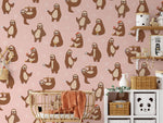 Fresque murale rose Paresseux rêveur pour chambre de bébé - Vignette | Mr Papier Peint