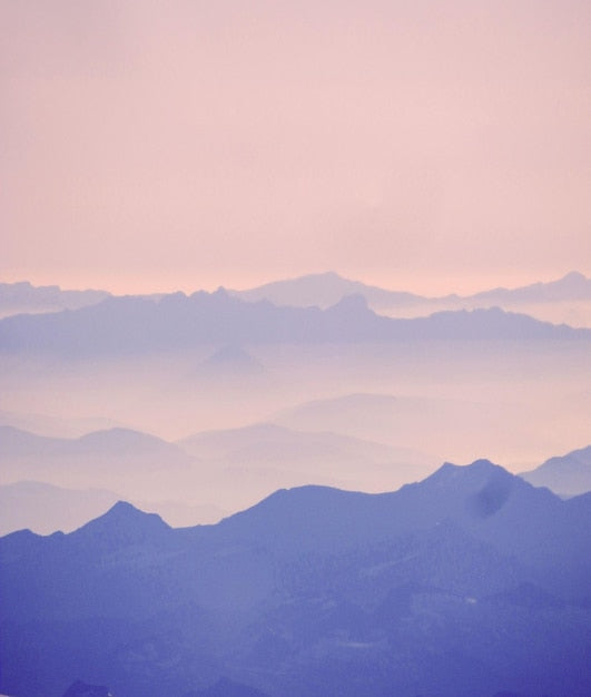 Papier peint panoramique silhouette montagne lavande Paul