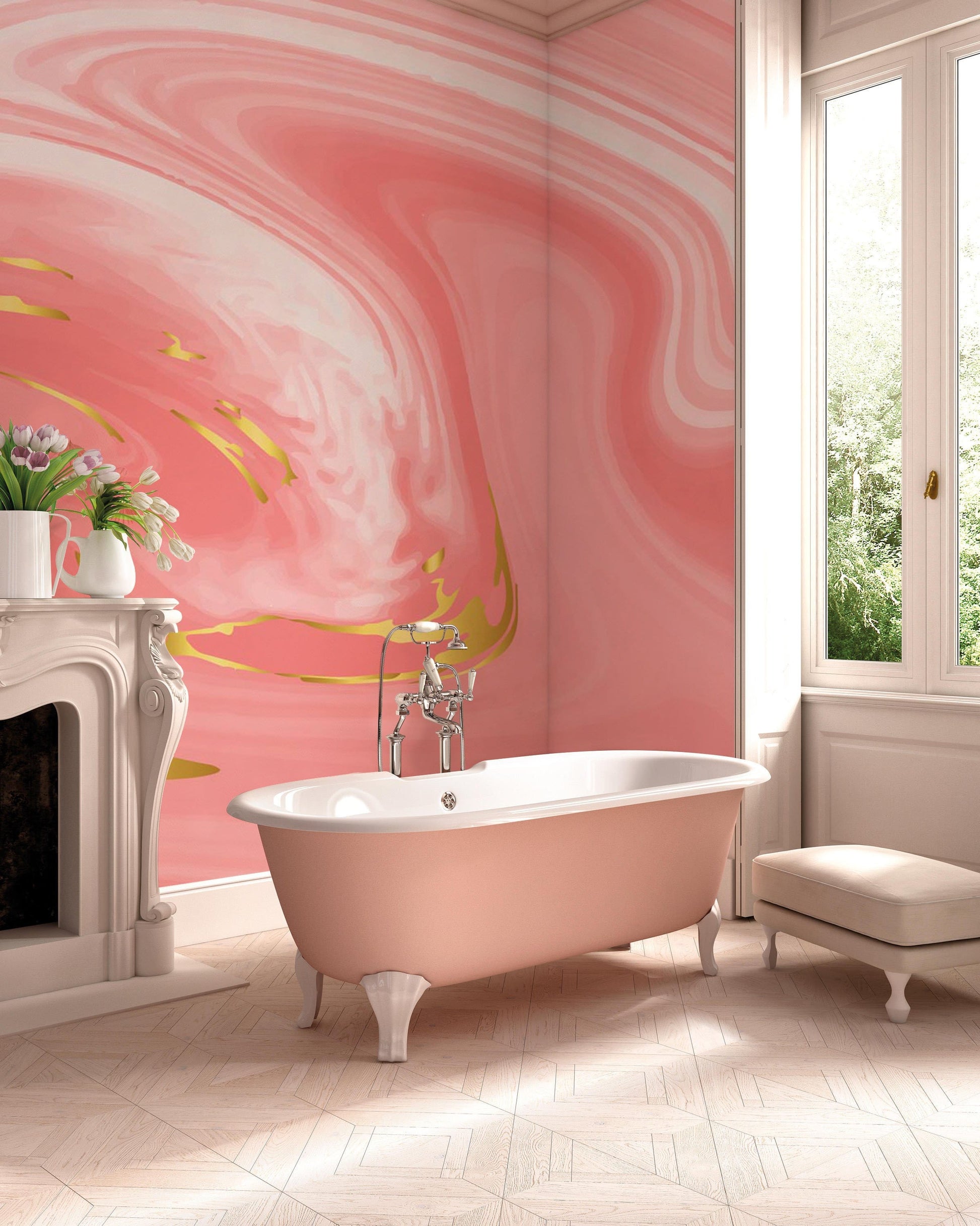 Peinture murale abstraite rose - Le meilleur Papier peint panoramique Sur mesure