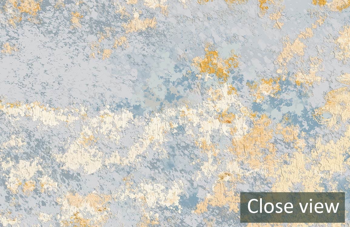 Peinture murale noble avec texture abstraite en bleu, jaune et blanc pour murale noble