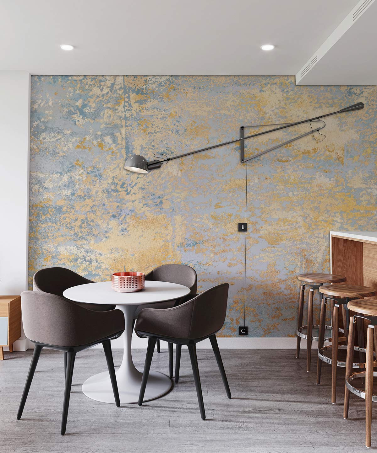 Peinture murale noble avec design moderne, idéal pour salle à manger élégante