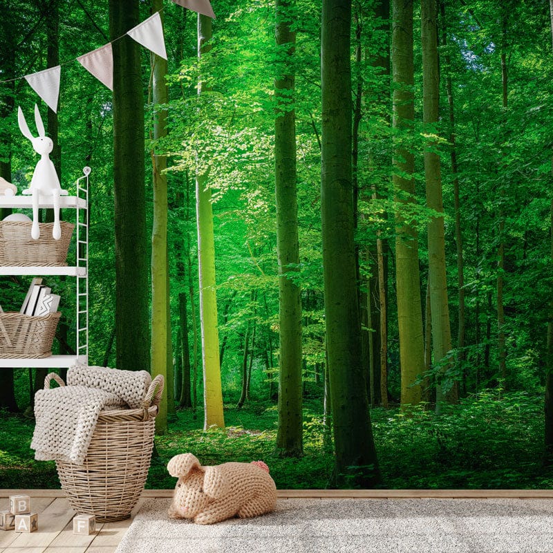 Poutre dans une forêt d’émeraude - Papier peint mural - Le meilleur Papier peint panoramique Sur mesure