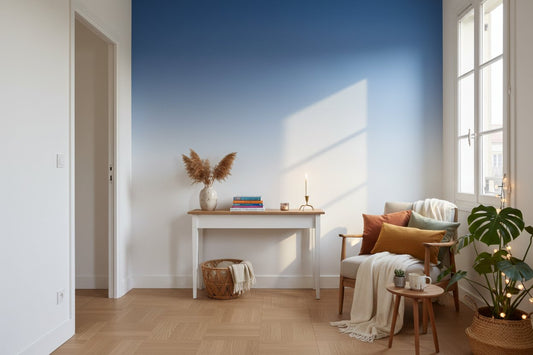 Visualisation Papier peint panoramique mural dégradé bleu souffle d’élégance