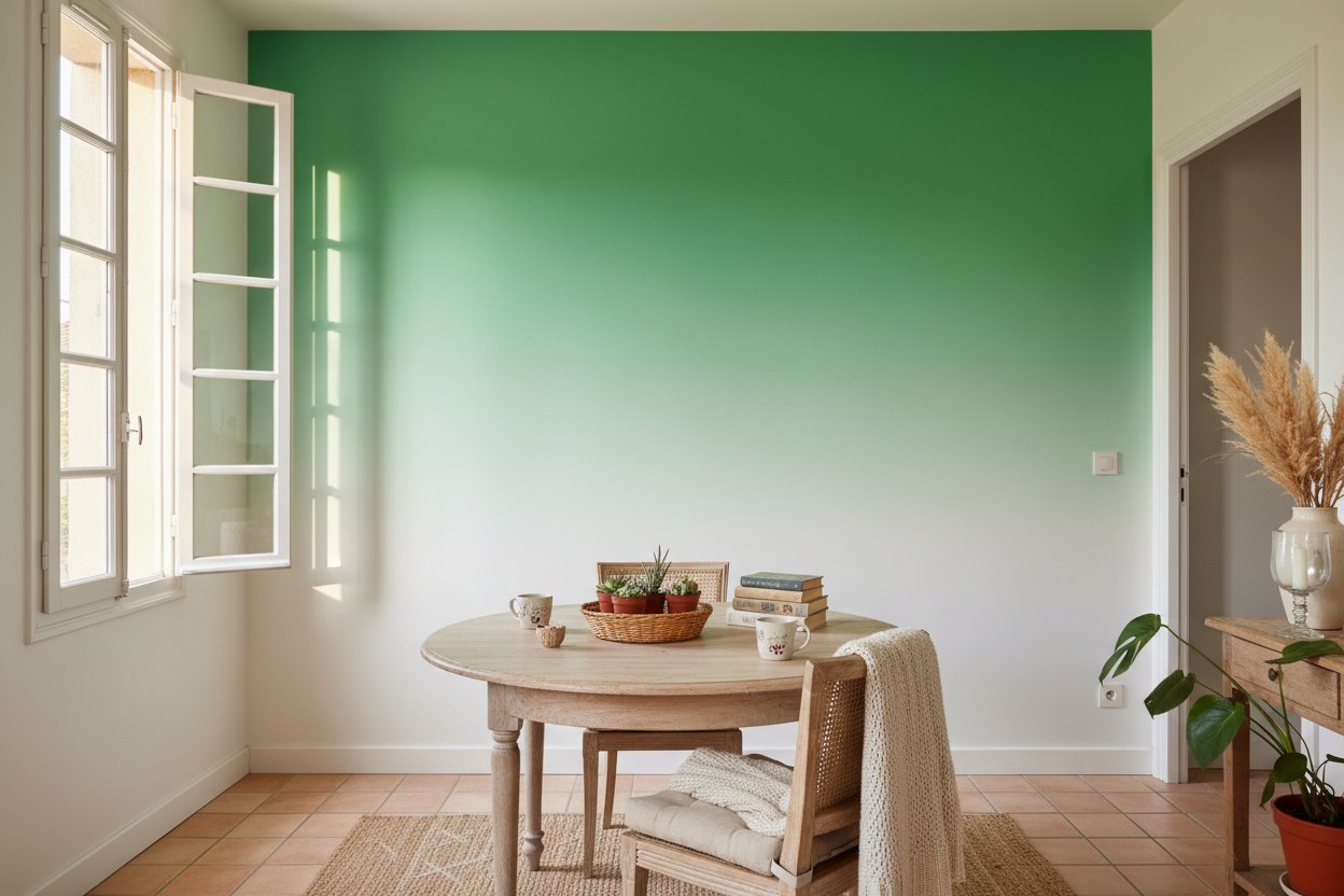 Visualisation Élégance Naturelle avec Papier Peint Mural Dégradé Vert