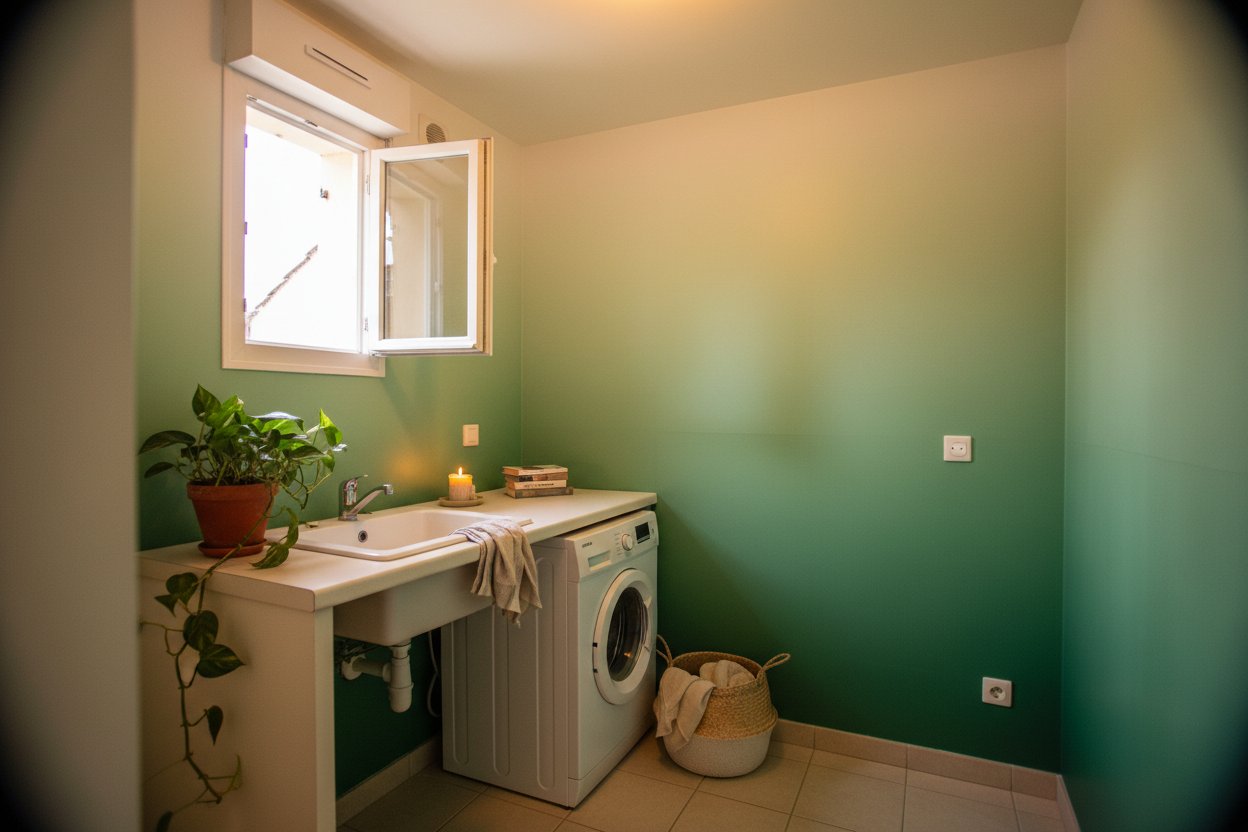 Visualisation Élégance Naturelle avec Papier Peint Mural Dégradé Vert