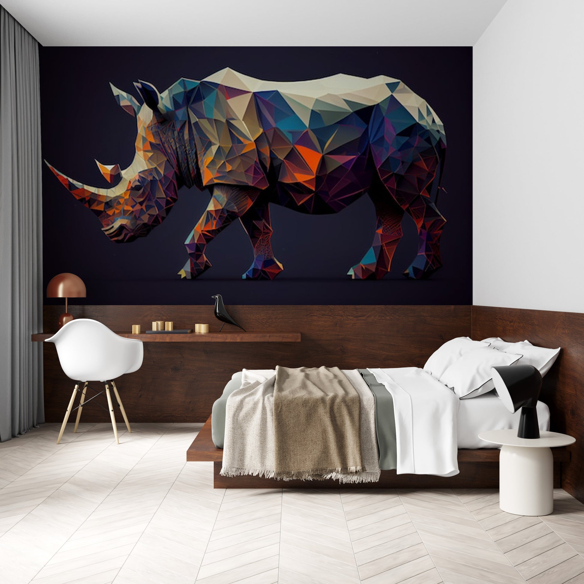 Rhinocéros Low Poly: Papier Peint Design et Tendance - Le meilleur Papier peint panoramique Sur mesure