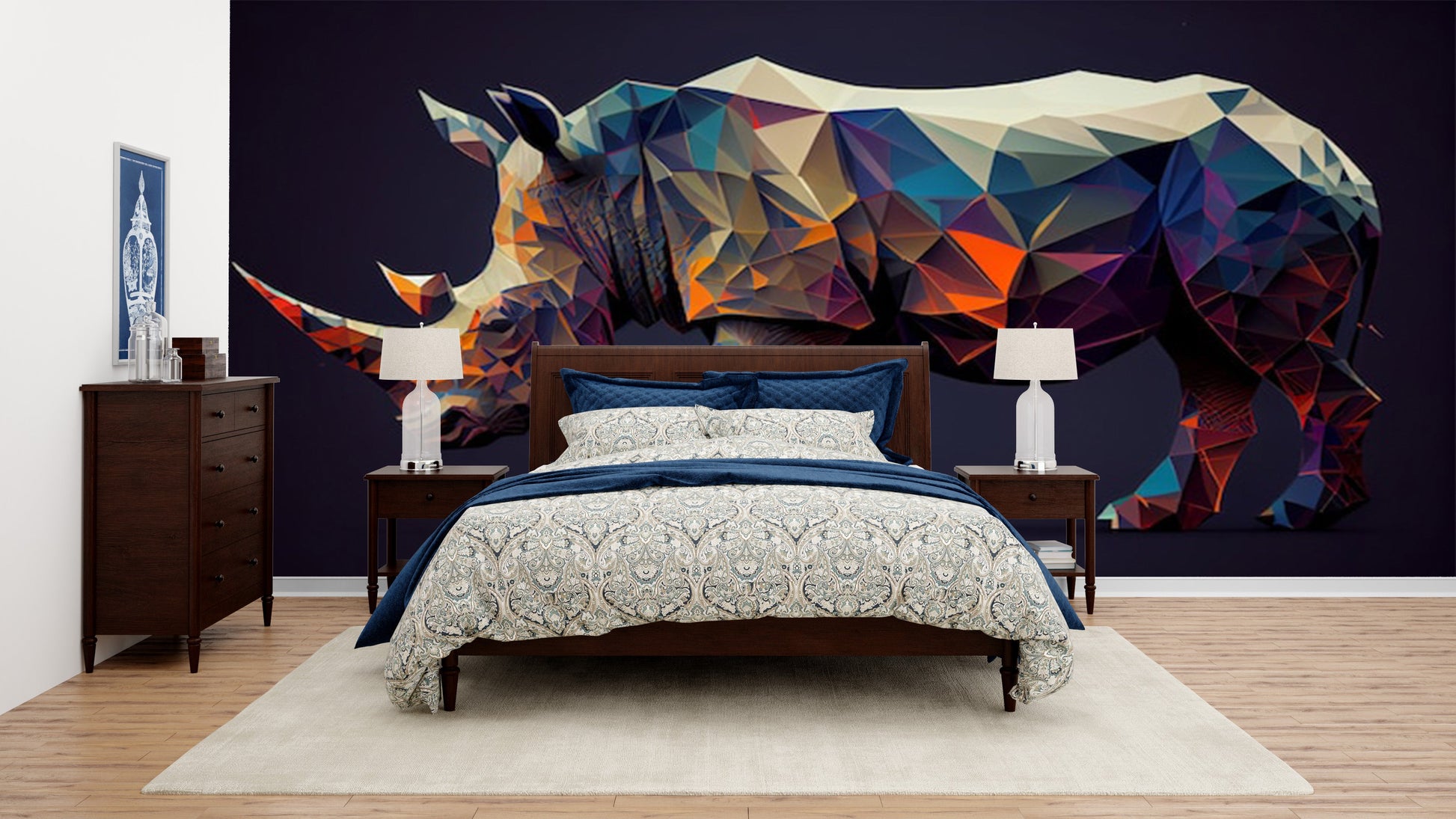 Rhinocéros Low Poly: Papier Peint Design et Tendance - Le meilleur Papier peint panoramique Sur mesure