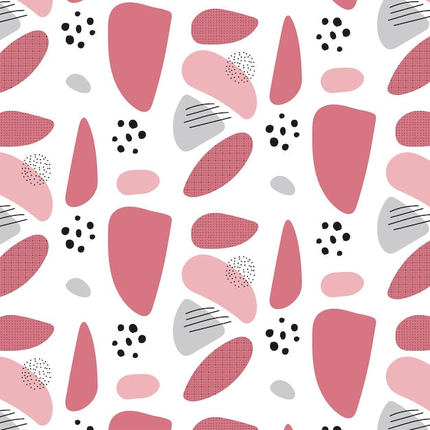 Papier peint panoramique Shea en forme couleur rose, tissu abstrait rose géométrique