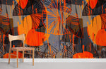 Murale textile orange en papier peint - Vignette | Mr Papier Peint