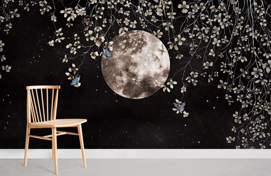 Vue Nocturne de la Lune II - Papier Peint Mural - Le meilleur Papier peint panoramique Sur mesure