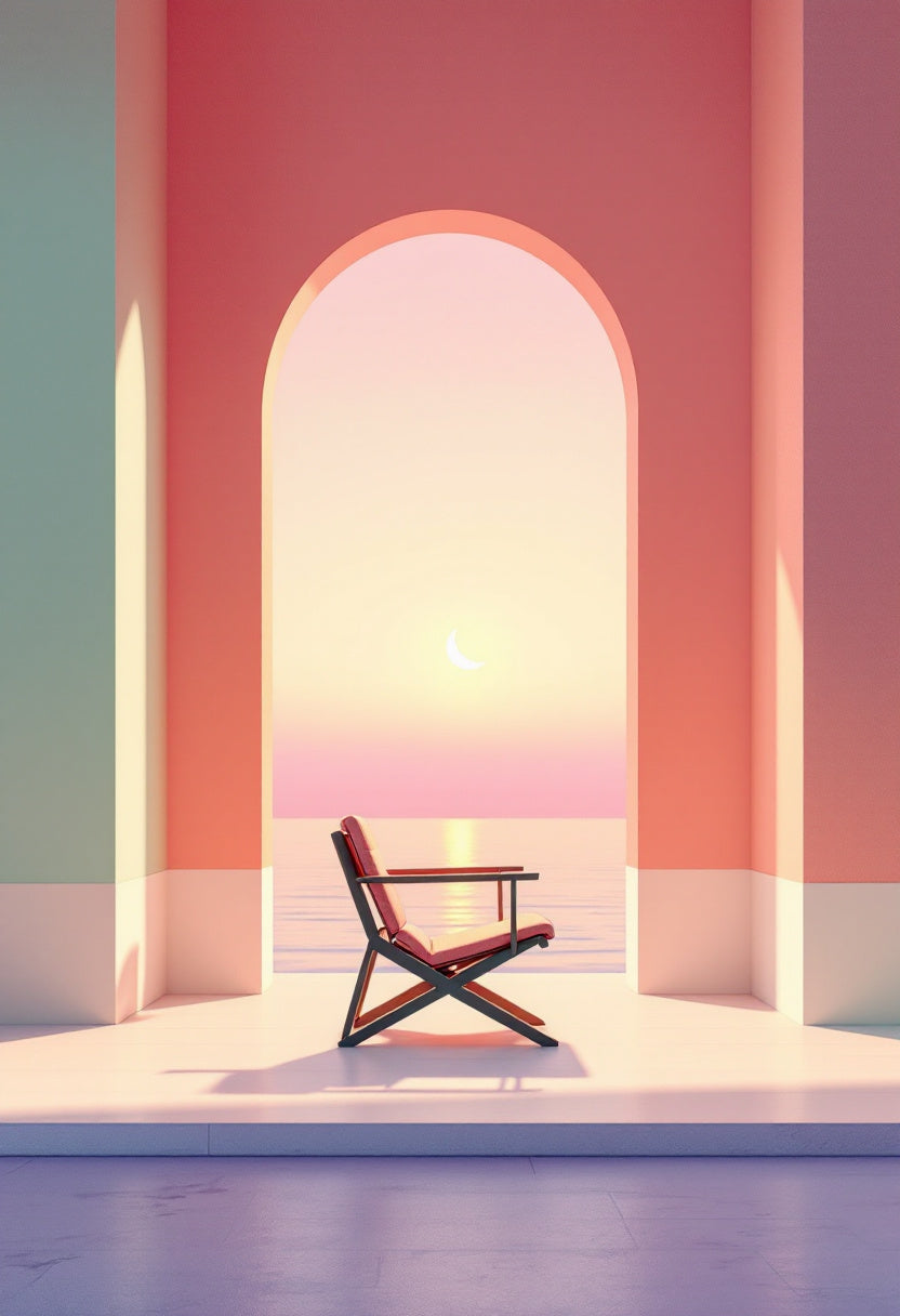 Vue Sublime chaise pliante en bois rouge avec accoudoirs pour L’Arche des Rêves