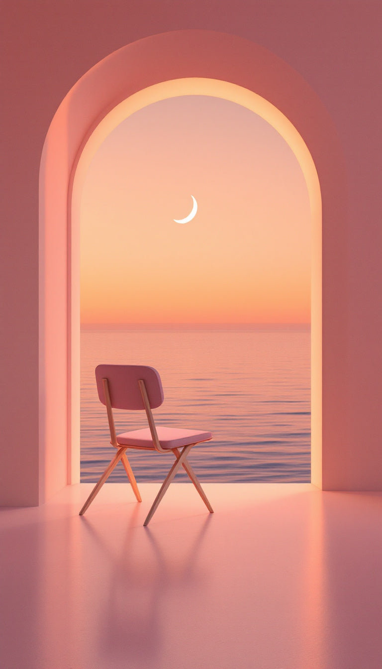 Vue Sublime chaise en bois rose avec design moderne, idéal pour papier peint sur mesure