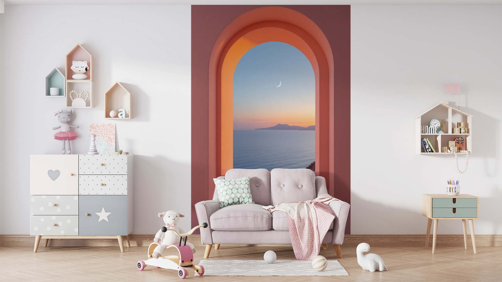 Vue Sublime papier peint panoramique pour chambre d’enfant avec décor océan et éléments décoratifs